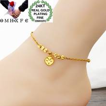 OMHXFC JB19 Jewelry Wholesale European Fashion Fine Woman Girl Party Birthday Wedding Gift Heart Charm Lucky Beads Beach Anklet 2024 - buy cheap