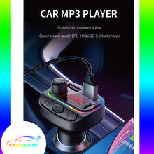 Ambient Light Bluetooth 5.0 FM Transmitter Car MP3 Player Wireless Handsfree Audio Receiver USB Fast Charge TF U Disk play 2024 - buy cheap