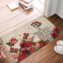 Felpudo Retro con ilustración de calavera rosa, alfombra antideslizante para dormitorio, cocina, baño, puerta de entrada 2024 - compra barato