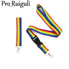 Ремешки на шею для гомосексуалистов, радужные шнурки для удостоверения личности, держатель для карт, брелок, ремешок для ключей, подарочная лента, тканевое ожерелье 2024 - купить недорого