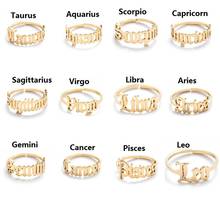 Gold Silver Color 12 Constellation Adjustable Rings For Women Cancer Leo Virgo Libra Letter Ring Zodiac Star Steel Metal Jewelry 2024 - buy cheap