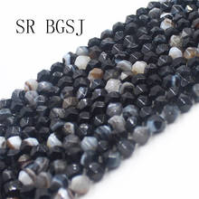 Free Shipping 8mm Faceted Round Polygonal  Black Onyx Agat Natural Gems Stone Loose Beads Strand 15" 2024 - buy cheap