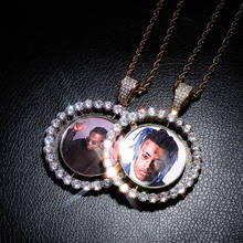 Photo Frame Memory Medallions Pendants Necklace Rotatable Men Bling Iced Out Male Hip Hop Rapper Jewelry Rose Gold Color 2024 - buy cheap