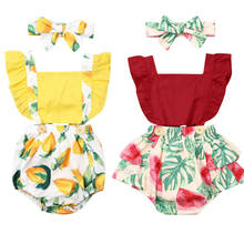 Citgeett-body Floral para bebé recién nacido, mono con diadema de retales, traje de limón, ropa de sandía 2024 - compra barato