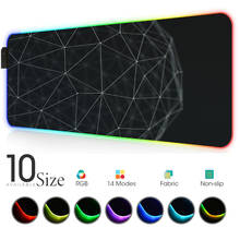 Mousepad geométrico preto e branco rgb, acessório para jogos, mouse pad led grande com tapete retroiluminado para computador, ergo 2024 - compre barato