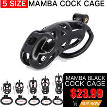 Plastic Stop Masturbation Mamba Cock Cage Black Lockable Male BDSM Penis Rings Chastity Belt Device Adult Game Sex Toys For Men 2024 - buy cheap