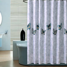 Cortina de ducha impermeable con diseño de mariposa, visillo de baño con ganchos de lujo, grueso, de poliéster a prueba de agua 2024 - compra barato