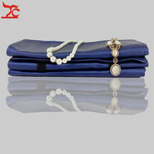 Bolsa de almacenamiento de joyería plegable de moda, soporte de pulsera de polipiel azul, collar, joyería, organizador de viaje, bolsa de rollo de perlas 2024 - compra barato