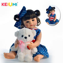 Keiumi étnica renascer boneca 55 cm silicone bonecas reborn de corpo inteiro vinil com cachos realista 22 "brinquedo da menina do bebê para crianças surpresa 2024 - compre barato