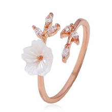 Rural Style Fashion Small Fresh Peach Tree Branch Creative Opening Adjustable Ring Women Peach Blossom Love Party Jewelry 2024 - buy cheap