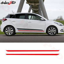For PEUGEOT 208 3-5 door Sport Stripes Car Door Skirt Stickers Both Side  Auto Body Decor Decals