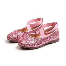 Jgshowkito 2021 outono nova moda meninas sapatos de couro brilhante brilho apartamentos para crianças grandes princesa doce sapatos casamento lantejoulas 2024 - compre barato