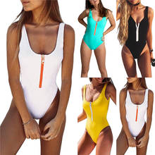 2021 New Women Swimwear Zipper Jumpsuit Sleeveless Patchwork Multifunction Romper Round Neck Beach Surfing Wear Bikini Sets 2024 - buy cheap