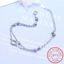 925 Sterling Silver New Fashion Double Layer Beads Chain Bracelet Pulseiras de Prata For Women Girl Gift S-B350 2024 - buy cheap