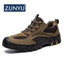 ZUNYU New Genuine Homens De Couro Outono Apartamentos Confortáveis Sapatos Casuais Lace-Up Respirável Air Mesh Formadores Sneakers Loafers 38 -47 2024 - compre barato
