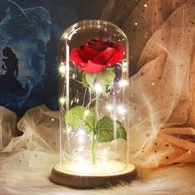 YO CHO-lámpara LED para regalo de Navidad, lámina de oro de 24K, Rosa en cúpula de cristal, flor de seda colorida, regalo de San Valentín, decoración de la habitación del hogar, Flores rosas 2024 - compra barato