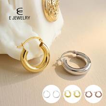 E Authentic 925 Sterling Silver Minimalist Gold Metal Classic Circle Geometric Round Hoop Earrings for Women Girl Party Jewelry 2024 - buy cheap