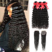 Deep Wave Bundles With Closure 4x4 5x5 6x6 Closure With 30 Inch Bundles Malaysian Hair Weaves Bundles Remy Human Hair Extensions 2024 - buy cheap