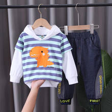 New 2021 Spring Autumn Children Clothes Baby Boys Girls Strips Cartoon Hppdies Jeans Pants 2Pcs/Set Kids Infant Clothing Toddler 2024 - buy cheap