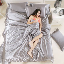 Conjunto de cama de seda pura 100%, conjunto de roupa de cama romântico, capa de edredom e lençóis para casa 2024 - compre barato