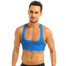 Mens Casual Vest Sport Tanks Tops Sleeveless Muscle Half Tee Dance T-shirts Male Clubwear Stage Costume Crop Tops Streetwear 2024 - buy cheap