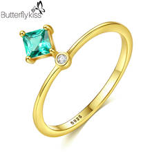 BK New Trendy Emerald Unusual Rings For Women Girl Real 925 Sterling Silver Unique Design Wedding Engagement Female Gifts 2024 - buy cheap
