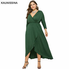 Kaunissina vestido formal feminino, vestido formal de festa plus size manga comprida decote em v 2024 - compre barato