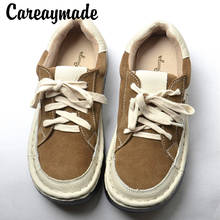 Careaymade-New Genuine leather shoes,Pure handmade flats shoes,The retro art mori girl shoes,Japanese retro shoes,2 color 2024 - buy cheap
