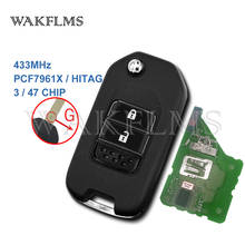 2 кнопки дистанционного флип ключ автомобиля 433 МГц Fob для Honda Civic с PCF7961 HITAG 3 чип HLIK6-3T 2024 - купить недорого