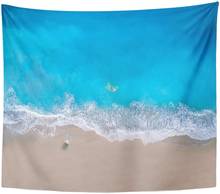 Blue Aerial of Kathisma Beach in Lefkada Island Greece Tapestry Home Decor Wall Hanging for Living Room Bedroom Dorm 50x60 inche 2024 - compra barato