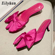 Eilyken New Pointed Toe Women Pumps Shoes Fashion Brand Kitten Heels Silk Butterfly-Knot Designer Ladies Slippers Sandals 2024 - buy cheap