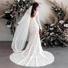 Кружевное платье богемное свадебное платье Русалка свадебное платье для женщин с o-образным вырезом, с низким вырезом на спине с длинным рукавом невесты платья размера плюс Vestidos De Novia 2024 - купить недорого