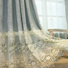 Cortinas para sala de estar europeu cortina fio flor bordado tecido janela quarto sheer valance drape feito sob encomenda m207 #40 2024 - compre barato