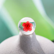 Bola de cristal esférica sin gancho, flor seca sólida, sin gancho, cuentas de vidrio # GY424 2024 - compra barato