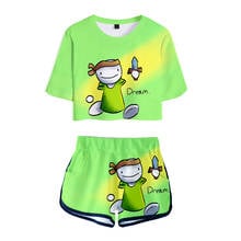Cute Printed 3D Dreamwastaken Women Two Piece Suits Popular Short Sleeve Navel T-shirts+Shorts Girl's Casual Summer Sets 2024 - buy cheap