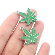 10pcs Alloy Green pot Leaf Weed Charms Pendant For DIY Necklace Jewelry Findings Making 28x24mm 2024 - buy cheap