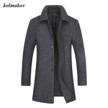Móbile casaco trench masculino, novo estilo de primavera, moda casual, trincheira de lã com botões 2024 - compre barato