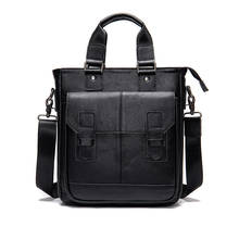 Genuine leather men's bag business retro men's vertical briefcase portable shoulder bag oblique top layer cowhide men's handbag 2024 - buy cheap