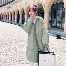 Snordic Women Winter Hooded Raglan Sleeve Long Thick Parkas Big Pocket Zipper Cotton Coat Loose Jacket Light Green Overcoat 2024 - buy cheap