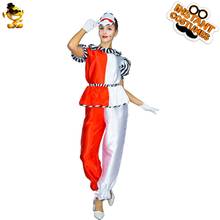 Fantasia cosplay palhaço engraçado feminina fantasia dia das bruxas adulto roupa de festa vestido palhaço estiloso vermelho branco 2024 - compre barato
