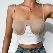 Fashion Summer Push Up Bralet Women's Corset Bustier Bra Sexy Club Party Sexy Cropped Patchwork Knitted Streetwear Tops Vest 2024 - buy cheap