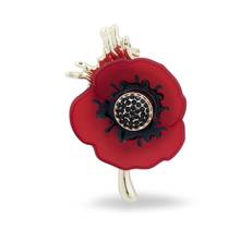 1.8 Inch Rhinestone Crysal Diamante Red Poppy Flower Brooch Remembrance Badge Gifts 2024 - buy cheap