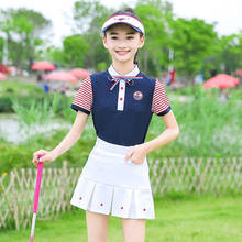 New 2019 Girl Tshirt Golf Clothing Children's Golf Clothes Girls Short Sleeve T-Shirt Pleated Short Skirt Summer Team Sports Set 2024 - buy cheap
