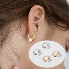 Pendientes coreanos de perlas de imitación de Metal para mujer y niña, aretes versátiles simples, joyería de boda, novedad 2024 - compra barato