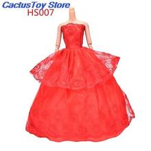 Doll Dress High Quality Handmade Long Tail Evening Gown Clothes Lace Wedding Dress For girls Doll Best Gift 2024 - buy cheap