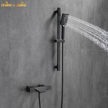 Black thermostatic bathtub faucet hot and cold wall bath tap 2024 - buy cheap