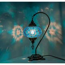 Турецкая лампа LaModaHome с лебединой шеей, Турецкая Марокканская мозаика, настольная лампа в стиле бохо-Чирок (лампочка в комплекте) 2024 - купить недорого