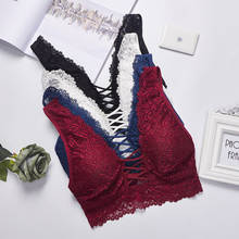 Ropa interior fina de vendaje sólido para mujer, sujetador de realce de encaje, chaleco acolchado, Bralette, Tops cortos, lencería sexy, sujetadores suaves 2024 - compra barato