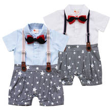 New 2021 Newborn Kids Boys Star Gentleman Jumpsuits Clothes Summer Baby Boys Braces Rompers Short Sleeve Children Rompers 2024 - buy cheap