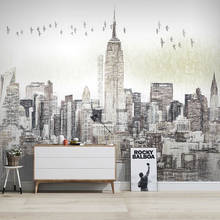 Custom Photo Wallpaper 3D Hand Painted Black And White City Building Murals Living Room Dining Room Background Wall Decor Fresco 2024 - buy cheap